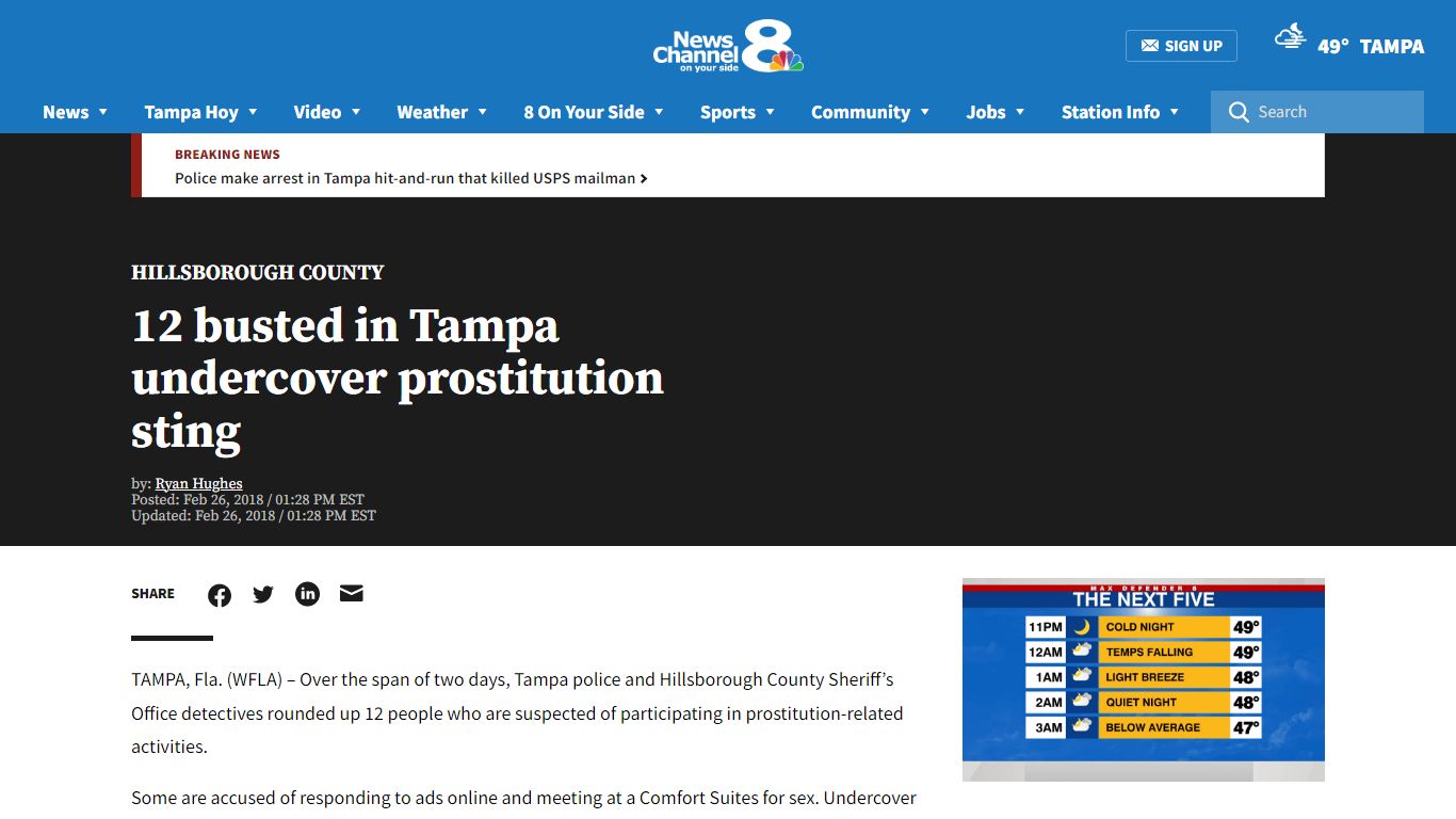 12 busted in Tampa undercover prostitution sting - WFLA News Channel 8