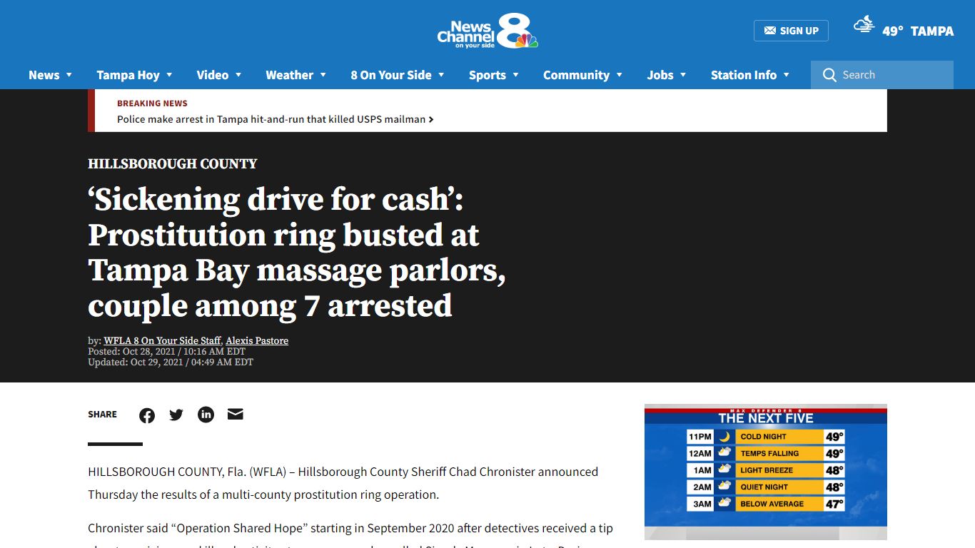 Prostitution ring bust in Tampa Bay massage parlors - WFLA News Channel 8