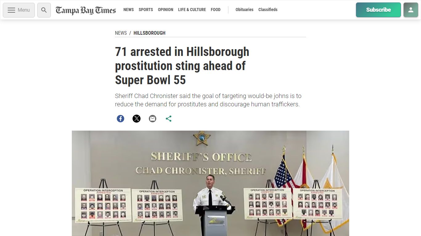 71 arrested in Hillsborough prostitution sting ahead of Super Bowl 55