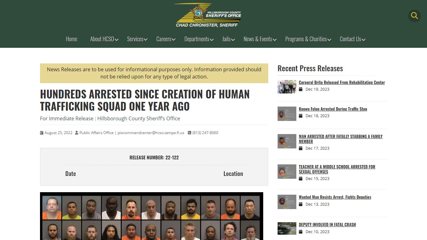 Hundreds arrested since creation of Human Trafficking Squad ... - Tampa, FL